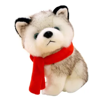 18cm Păpuși de Pluș Husky cu Eșarfă Câine de Desene animate Mascota Cadou Moale Cățeluș de Pluș Jucarii Copii Cadou de Ziua de nastere