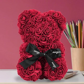 23 cm Spumă de Săpun de Trandafir Teddy Bear Flori Artificiale Crăciun Fericit pentru ziua Mamei Iubita Cadouri de Ziua Îndrăgostiților