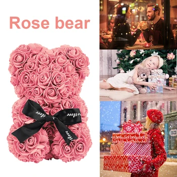 23 cm Spumă de Săpun de Trandafir Teddy Bear Flori Artificiale Crăciun Fericit pentru ziua Mamei Iubita Cadouri de Ziua Îndrăgostiților