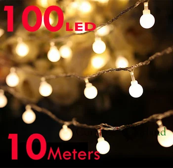 10M 100 de Led-uri LED Mingea Șir de Lumini pentru exterior interior Vacanță de Crăciun de Decorare Nunta în aer liber Ghirlande