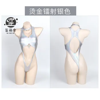 Manta ray Cosplay Costum de Aur Ștampilarea Laser Body, Costume de baie Anime Sexy Lolita Subțire fără Mâneci Strânse Sukumizu Seturi de Lenjerie de corp