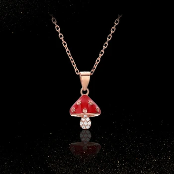 De înaltă calitate s925 argint roșu ciuperci clavicula lanț pandantiv de lux designer de bijuterii doamnelor colier de nunta 6-DH7176