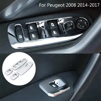 4X ABS Cromat Geamul Mașinii Ridicați Comutatorul Lift Autocolant Sasiu Capac Panou Ornamental Garnitura Decor Pentru Peugeot 2008-2017 6644