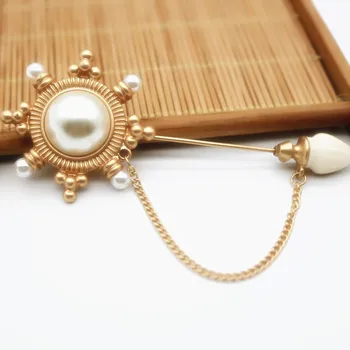 2019 Vintage stil etnic aliaj încrustat imitație perla bagheta magica de moda dintr-Un singur cuvânt forma de brosa Câteva bijuterii en-gros