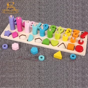 3D Numărul de Puzzle-uri din Lemn Curcubeu Cerc Conta Matematica Joc Educativ Copii Jucării pentru Copii Intelectuală de Învățare Cadouri Forma de Bord