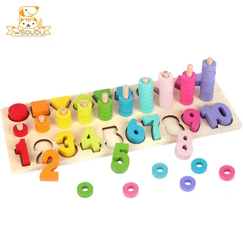 3D Numărul de Puzzle-uri din Lemn Curcubeu Cerc Conta Matematica Joc Educativ Copii Jucării pentru Copii Intelectuală de Învățare Cadouri Forma de Bord