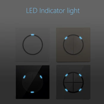 Lumina Buton de Comutare Switch Întrerupător de Lumină Cu LED Indicator Cristal Negru Panou de Sticlă Aleatoare faceți Clic Pe oprire