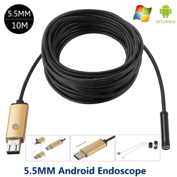 Telefon Android Endoscop Impermeabil Borescope Micro USB de Inspecție Camera Video 5.5 mm lentilă 5/10M 6 led-uri Hd 640*480 Pentru Smartphone