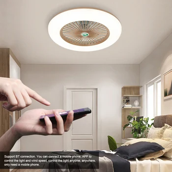 LED Ventilator de Tavan Estompat LED Lumina plafon Telefon Conexiune BT Control cu Telecomanda pentru Camera de zi Dormitor lampă de plafon 6676