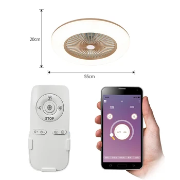 LED Ventilator de Tavan Estompat LED Lumina plafon Telefon Conexiune BT Control cu Telecomanda pentru Camera de zi Dormitor lampă de plafon