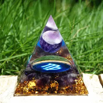Zodiac Ametist Sfere de Cristal Piramida Joasa 60mm Fecioara Geometria Sacră Model de Vindecare a Energiei Orgonice de Colectare