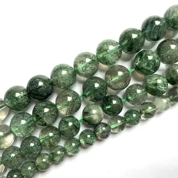 Rotund verde de cristal margele din piatra naturala piatră prețioasă margele DIY margele vrac pentru a face bijuterii strand 15