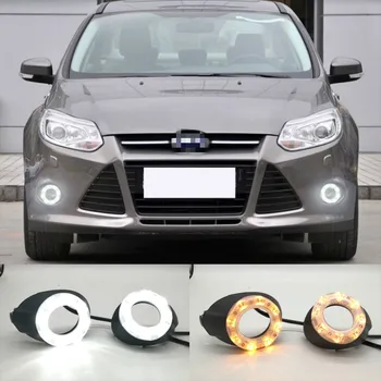 Pentru Ford Focus 3 MK3 2012~Daytime Running Light pentru Focus DRL LED Lampă de Ceață Acoperă Cu Galben de Cotitură Semnal Funcții