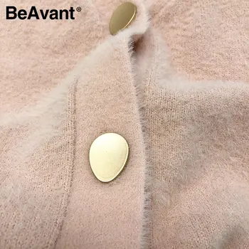 BeAvant Casual v-gât scurt femei tricotate pulover maneci Liliac single-breasted cardigan feminin culoare Solidă flexibil doamnelor pulover 6797