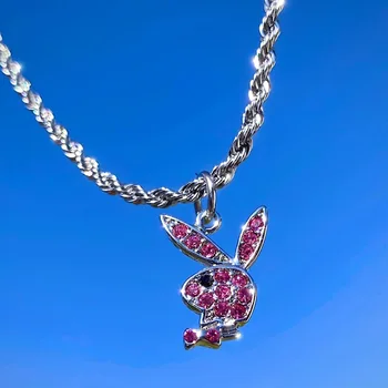 Noua Moda 2020 Cald Din Oțel Inoxidabil Hippop Colier Iepure Bunny Pandantiv Colier Pentru Barbati Femei
