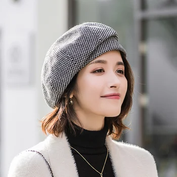 2020 Pălărie de iarnă pentru femei Balaclava moda Bereta capac Elegant Carouri Bereta Pentru Femei din Bumbac boina knitte Pălării de Lână Capac 6810