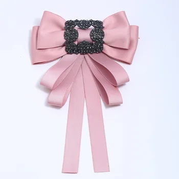 Epocă de Mare Tesatura Papion Broșe pentru Fete de Moda pentru Femei Roz Panglică Pânză de Cămașă Corsaj Cravata de Nunta, Accesorii de Petrecere