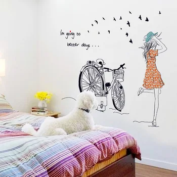Dragoste ciclism fata de perete autocolant PVC, Material impermeabil art decalcomanii de perete Pentru camera Copiilor dormitor decor de perete autocolante