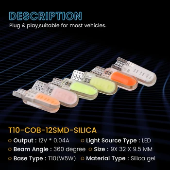 100BUC/lot T10 194 168 COB 12SMD SILICIU W5W 12 Led-uri Lumina de Citit 12V DC Indicator Lampa Auto Led de Înmatriculare Lumini