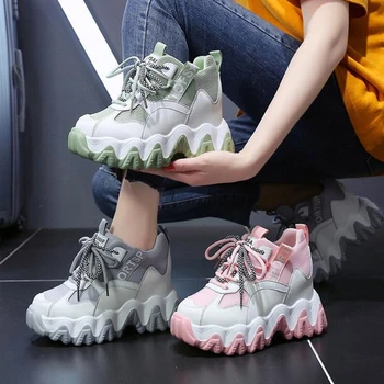 2020 Femei Indesata Adidasi Femei Designer Tata Pantofi Platforma Doamnelor Moda Casual Din Piele Pantofi De Sport Femeie Zapatos De Mujer 6857