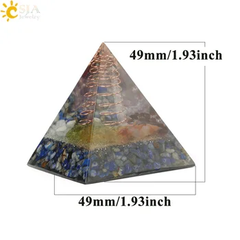 CSJA 49x49mm Piramide Orgonice Joasa Convertor de Energie Naturală, Pietriș Chakra Rășină Spirală Metalică de Vindecare Noroc Decor Acasă G258