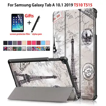 Caz Pentru Samsung Galaxy Tab 10.1 2019 T510 T515 SM-T510 SM-T515 Acoperi Funda Slim Magnetic Pliere Piele PU Stand Shell +Cadou