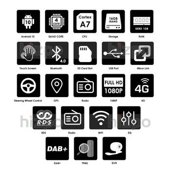 QuadCore Android 10.0 Dublu Stereo Auto 2Din DVD Radio CD Player Bluetooth GPS Auto Multimedia Player Autoradio automotivo Camera