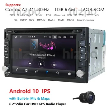 QuadCore Android 10.0 Dublu Stereo Auto 2Din DVD Radio CD Player Bluetooth GPS Auto Multimedia Player Autoradio automotivo Camera