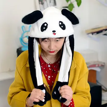 Copii Adulți Scurt de Pluș Drăguț 3D de Desene animate Panda Animal Pălărie cu Mișcare Urechi Dublu Airbag Labe Cald Earflap Cap Petrecere elemente de Recuzită