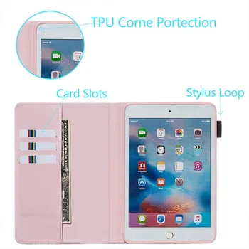 Noi Cat Imprimate PU Caz din Piele Pentru Noul iPad mini 5 2019 7.9 inch Smart Cover Pentru iPad Mini 1 2 3 4 5 Funda tableta caz+Film+Pen