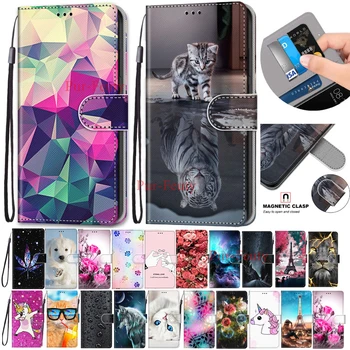 Flip din Piele de Caz Pentru LG SX G7-G710 caz 3D Portofel Cardul Titularului Stand Book Cover Pisică Câine Pictat Coque Pentru LG G 7 G710 Cazuri