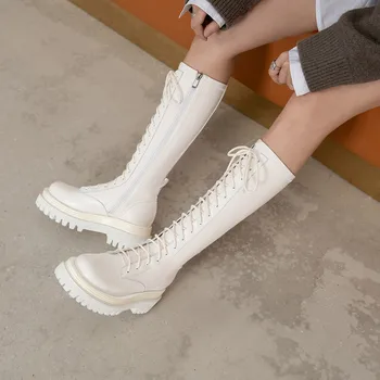 FEDONAS Petrecere de Nunta Slim Pantofi Lungi o Femeie cu Fermoar Lateral Platforma Pantofi din Piele naturală Pentru Femei Rotund Toe Iarna Genunchi Ridicat Cizme