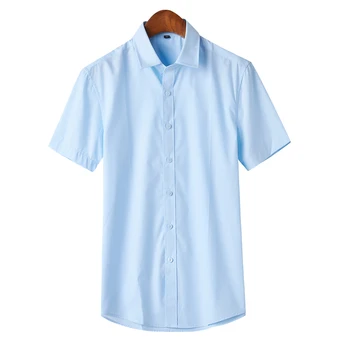 Camisa blanca la moda hombre para, camisas masculinas con botones, camisas de manga corta de culoare puro, ropa de verano para