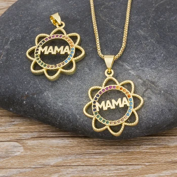 2020 Elegant Cadou de Ziua Mamei MaMa Scrisoare Numele Pandantiv Floarea-soarelui Coliere Lanț de Cupru Cubic Zirconiu, Bijuterii pentru Femei, Mama