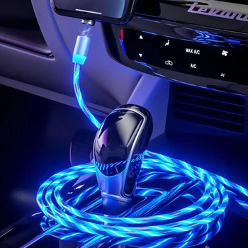 LED-uri auto Strălucire Curge magnetic cablu usb Încărcător Cablu de Încărcare Pentru peugeot 308 kia sorento rav4 hyundai ix25 mitsubishi asx