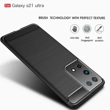 Moale Fibra de Carbon Caz Pentru Samsung Galaxy S21 Ultra Caz S20 Plus FE Nota 20 10 Ultra Lite Telefonul de pe Capac Bara de protectie Pentru Samsung S21 5G 713