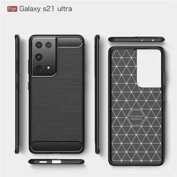 Moale Fibra de Carbon Caz Pentru Samsung Galaxy S21 Ultra Caz S20 Plus FE Nota 20 10 Ultra Lite Telefonul de pe Capac Bara de protectie Pentru Samsung S21 5G