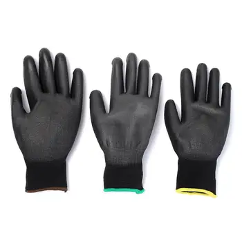 12pairs PU Acoperite cu Mănuși de Lucru Negru Nailon Verde Tricotate Mănuși de Lucru Constructori Trântă S/M/L Dimensiune Pentru Palma de Protecție