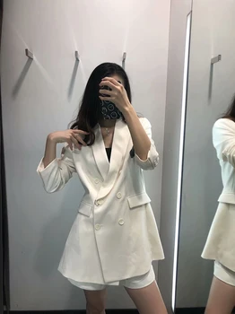 Moda femei bej sacou alb cu maneci lungi stil coreea femei sacou office doamnelor new sosire toamna outwear jacket feminino