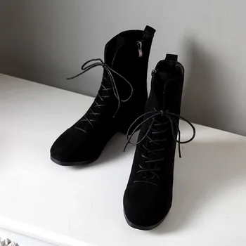 Retro literar cap rotund cu siret femei pantofi plat confortabil moale jos pantofi casual papuceii fată Mori singur cizme Z5-58