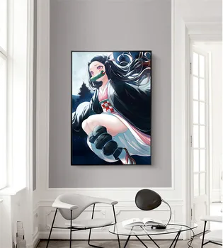 Anime-Ul Japonez Demon Slayer Poza Art Decor Acasă De Calitate, Panza Pictura Poster De Zi Dormitor Camera Copii Canapea Decor De Perete