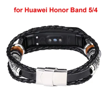 HIPERDEAL Înlocuitor de Piele ștrasuri din Mărgele Brățară Ceas BandStrap Țese Împletituri Pentru Huawei Honor Band 5/4 Aug22