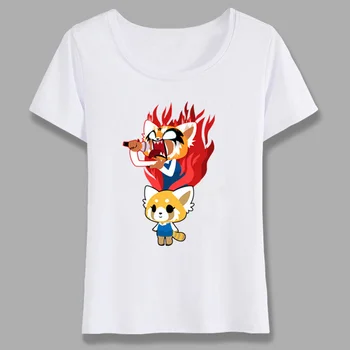Vara Noi, Amuzante Aggretsuko Tricou Femei Aggretsuko Tricou Fata de Moda Desene animate Panda Roșu Retsuko T-shirt