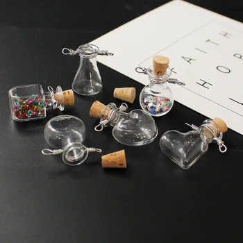 8PCS Mini care Doresc flacon de Sticlă Cu Bucla dopul flaconului pandantiv DIY Sticle/dop de plută bijuterii lucrate manual concluziile