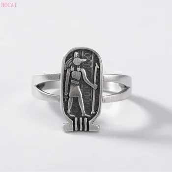 BOCAI S925 Argint inele pentru bărbați și femei Vechi mat personalitate retro argint thai femei deschiderea faraon Egiptean inel