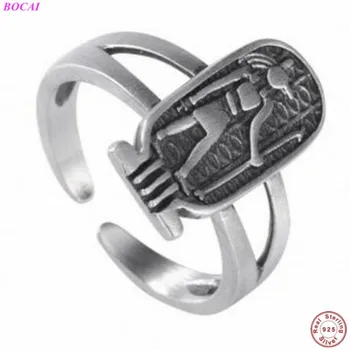 BOCAI S925 Argint inele pentru bărbați și femei Vechi mat personalitate retro argint thai femei deschiderea faraon Egiptean inel