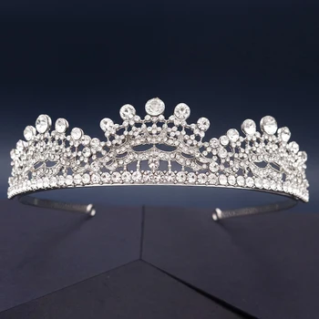 Miallo Accesorii de Mireasa Nunta Stras Coroana de Cristal Diademe și Coroane pentru Femei de Argint de Culoare de Păr Bijuterii Mireasa Caciulita 72744