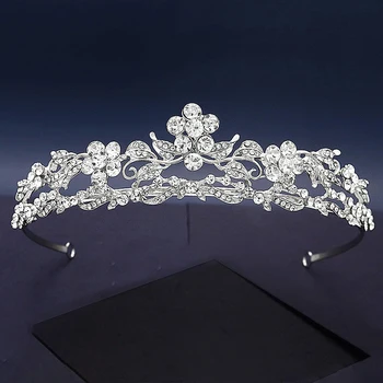 Miallo Accesorii de Mireasa Nunta Stras Coroana de Cristal Diademe și Coroane pentru Femei de Argint de Culoare de Păr Bijuterii Mireasa Caciulita