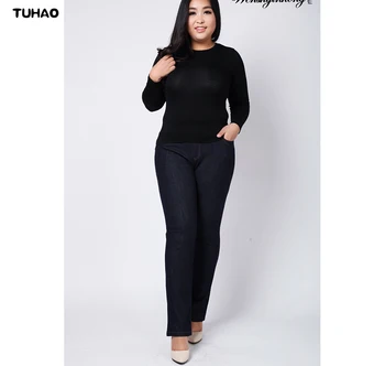 TUHAO Talie Mare Femme Jeans primavara-vara office lady Blugi pantaloni pentru femei Pantaloni din Denim Dimensiuni Mari 3XL 4XL pantaloni YH05