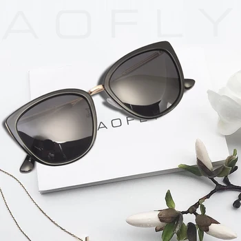 AOFLY BRAND Nou DESIGN Ochi de Pisica ochelari de Soare Femei de Moda Mici ochelari de Soare Polarizat Picioare Metalice Nuante UV400 A105